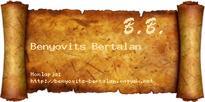 Benyovits Bertalan névjegykártya